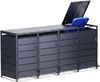 Mülltonnenbox mit Pedal 4 Mülltonnen PedBox Anthrazit Alu verzinkt 286 x 116 cm Bild 1
