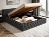 GRAINGOLD Palini Polsterbett 160x200, mit gepolstertes Kopfteil, gestepptes Bett, Bettkasten, Velour-Stoff, Schwarz Bild 5