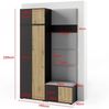 Garderoben-Set Rosario Version 2 mit Lamellen, Kleiderschrank mit Polsterplatten und Schuhschrank (Schwarz / Eiche Artisan, Trinity 08), 225cm x 40 x 140 cm Bild 2