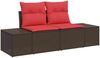 vidaXL Gartensofa-set mit Kissen 11 pcs Braun und Rot Poly-Rattan 3349260 Bild 4