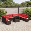 vidaXL Gartensofa-set mit Kissen 11 pcs Braun und Rot Poly-Rattan 3349260 Bild 3
