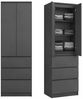 Home Collective Kleiderschrank Garderobenschrank Mehrzweckschrank Schrank platzsparend & vielseitig (50x40x180,5 cm (BxTxH), ideal für Schlafzimmer Flur & Arbeitszimmer) mit 2 Türig 3 Einlegeböden & 3 Schubladen in anthrazit Bild 5