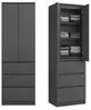 Home Collective Kleiderschrank Garderobenschrank Mehrzweckschrank Schrank platzsparend & vielseitig (50x40x180,5 cm (BxTxH), ideal für Schlafzimmer Flur & Arbeitszimmer) mit 2 Türig 3 Einlegeböden & 3 Schubladen in anthrazit Bild 4