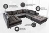 riess-ambiente Wohnlandschaft KENT 305cm grau / silber, Einzelartikel 1 Teile, Wohnzimmer · XXL · U-Form · Federkern · Samt · Hocker & Kissen Bild 4