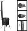 Ø40 Uchag 2mm Stahl Utschak mit Abzugsrohr Utschag Campingofen 15L Gusseisen Kazan mit Gusseisen Deckel-Grillpfanne Kasan Feuerstelle Feldküche Bild 4
