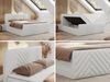Boxspringbett mit zwei Bettkästen, 7 Härtezonen Multipocket-Matratzen, dekoratives Kopfteil und Front, Doppelbett - PARIS DUO - 200 x 200 cm - Weiß Kunstleder - H4 Bild 2
