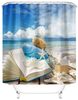 M&W DAS DESIGN Duschvorhang 180x200 Shower curtains Anti schimmel Waschbar Meer Strand und Bücher Bild 3