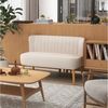 HOMCOM 2-Sitzer Zweisitzer, Loveseat mit Leinenoptik, Doppelsofa mit Holzbeine, Polstersofa 1 Teile, für Wohnzimmer, Cremeweiß Bild 5