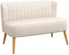 HOMCOM 2-Sitzer Zweisitzer, Loveseat mit Leinenoptik, Doppelsofa mit Holzbeine, Polstersofa 1 Teile, für Wohnzimmer, Cremeweiß Bild 4