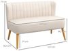 HOMCOM 2-Sitzer Zweisitzer, Loveseat mit Leinenoptik, Doppelsofa mit Holzbeine, Polstersofa 1 Teile, für Wohnzimmer, Cremeweiß Bild 2