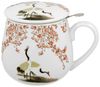 DUO ART GALLERY Fassbecher 430 ml SAKURA & CRANES mit Teesieb, New Bone China Porzellan Bild 2