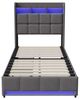 PXloue Polsterbett LED Doppelbett 180x200 cm, mit USB-Laden und Stauraum am Kopfteil,Leinen,90x200 cm Bild 4