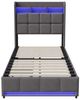 PXloue Polsterbett LED Doppelbett 180x200 cm, mit USB-Laden und Stauraum am Kopfteil,Leinen,90x200 cm Bild 3