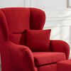 Ohrensessel mit Hocker Landhaus Polster-, TV-, Lesesessel Strukturstoff in Rot Bild 5