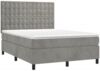 vidaXL Boxspringbett mit Matratze & LED Hellgrau 140x190 cm Samt 3136359 Bild 3