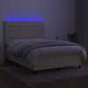 Boxspringbett mit Matratze & LED Stoff Creme 140x200 cm, Härtegrad: H2 [3135122] Bild 4