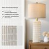 Jibenhome Schreibtischlampe Dimmable Leinenlampenschirm Keramiktischlampe mit Fernbedienung, 2er Set Nachtlicht für Schlafzimmer, Wohnzimmer, Büros Bild 2