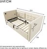 Merax Daybett Hydraulisches Polsterbett 90x200cm mit USB & Type C, Schlafsofa Tagesbett mit Ablagefächer, Einzelbett Jugendbett, Samt, Beige Bild 4