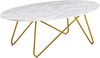 Couchtisch Oval 120x40x60cm Marmoroptik Weiß Metallgestell Wohnzimmer Bild 2