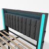 Polsterbett 140x200 cm, Leinenbezug Grau, integrierte USB/Typ‑C-Ladefunktionen, LED-Ambiente und 4 Schubladen，Grau，Es gibt eine Matratze. Bild 5