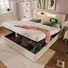 Doppelbett 160x200 cm mit LED, USB-C, Stauraum in Beige(Mit Matratze) Bild 4