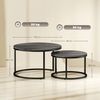 BlingBin Couchtisch rund 2er Set Wohnzimmertisch Beistelltisch mit Metallrahmen (2er set, 2-St, 78,5 x 78,5 x 46,5 cm), Satztisch mit Marmoroptik Kaffeetisch für Wohnzimmer, Schlafzimmer Bild 2
