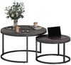 BlingBin Couchtisch rund 2er Set Wohnzimmertisch Beistelltisch mit Metallrahmen (2er set, 2-St, 78,5 x 78,5 x 46,5 cm), Satztisch mit Marmoroptik Kaffeetisch für Wohnzimmer, Schlafzimmer Bild 4
