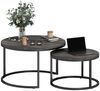 BlingBin Couchtisch rund 2er Set Wohnzimmertisch Beistelltisch mit Metallrahmen (2er set, 2-St, 78,5 x 78,5 x 46,5 cm), Satztisch mit Marmoroptik Kaffeetisch für Wohnzimmer, Schlafzimmer Bild 5