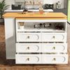 Bartisch 137-203x39x90 cm, MDF – ausziehbar mit 360° Drehteller, 6 Schubladen, weiß Bild 4