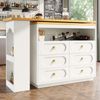 Bartisch 137-203x39x90 cm, MDF – ausziehbar mit 360° Drehteller, 6 Schubladen, weiß Bild 3