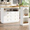 Bartisch 137-203x39x90 cm, MDF – ausziehbar mit 360° Drehteller, 6 Schubladen, weiß Bild 2