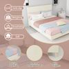 Modern dark beige fabric bed with light luxury plaid soft bag headboard, small-sized master bedroom, second bedroom, double bed, mattress size:140*200cm, beige Bild 5