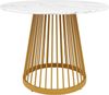 Esstisch 80x80x76 cm, Gold/Weiß, MDF Tischplatte marmoriert mit Metalllbeinen, modernes multifunktionales Design Bild 5