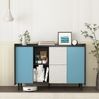 Sideboard Buffetschrank, schwarz/blau, 2 Schubladen, offene Fächer, B120xT40xH80 cm Bild 3