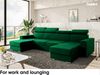 MEBLINI Schlafcouch mit Bettkasten - VOSS - 306x168x79cm - Grün Samt - Ecksofa mit Schlaffunktion - Sofa mit Relaxfunktion und Kopfstützen - Couch U-Form - Eckcouch - Wohnlandschaft Bild 3