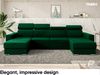 MEBLINI Schlafcouch mit Bettkasten - VOSS - 306x168x79cm - Grün Samt - Ecksofa mit Schlaffunktion - Sofa mit Relaxfunktion und Kopfstützen - Couch U-Form - Eckcouch - Wohnlandschaft Bild 2