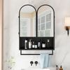 Flieks Doppelbogen-Spiegelschrank mit offenem Regal und Handtuchhalter, 83 x 60 x 20 cm, Schwarz Bild 2