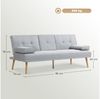 HOMCOM Schlafsofa Dreisitzer mit Bettfunktion, Einzelbett mit Kissen, Stoffsofa 1 Teile, Schlafsofa Schlafcouch 3 Sitzer Hellgrau Bild 2