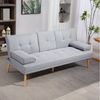 HOMCOM Schlafsofa Dreisitzer mit Bettfunktion, Einzelbett mit Kissen, Stoffsofa 1 Teile, Schlafsofa Schlafcouch 3 Sitzer Hellgrau Bild 5