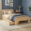 Holzbett 90x200 mit Federkernmatratze 2 Bettkästen Bett Natur Holzbett Bettgestell Futonbett Jugendbett Einzelbett Bild 2