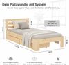 Holzbett 90x200 mit Federkernmatratze 2 Bettkästen Bett Natur Holzbett Bettgestell Futonbett Jugendbett Einzelbett Bild 3
