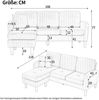 Ecksofa Sitzfläche 166x118x77 cm, modulare Chaiselongue, Cordstoff blau, komfortable Polsterung Bild 4
