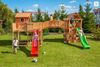 Fungoo Spielturm "Maxi Set Joyful Castle My Space XL Fortress Toybox Rainbow", teak,mit 2x Rutschen, 2x Spieltürmen, Verbindungsbrücke, Leiter, Kletterseil und Kletterwand Bild 2