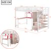 Hochbett 140x200 cm aus Metall in Weiß mit Sicherheitsgeländer, Schreibtisch, Kleiderschrank, Regalen und LED Bild 5