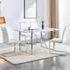 Esszimmerstuhl 4er-Set mit PU-Kunstleder & Leinen, gepolstert, 95 x 42 x 48, Weiß Bild 4