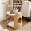 2 Etagen Bambus Katzenbett mit Abnehmbaren Plüschmatten & 2 Katzenlöchern Katzenschlafplatz Bild 3