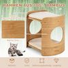 2 Etagen Bambus Katzenbett mit Abnehmbaren Plüschmatten & 2 Katzenlöchern Katzenschlafplatz Bild 4