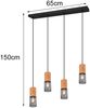 LED Pendelleuchte 4-flammig Lampenschirme Schwarz & Holz, Breite 65cm Bild 4