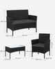 Songmics Gartenmöbel-Set mit Bank, Tisch & Stühle, Polyrattan, Schwarz / Grau Bild 5