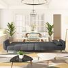 Schlafsofa 2-Sitzer mit 2 Kissen Dunkelgrau Samt [337583] Bild 3